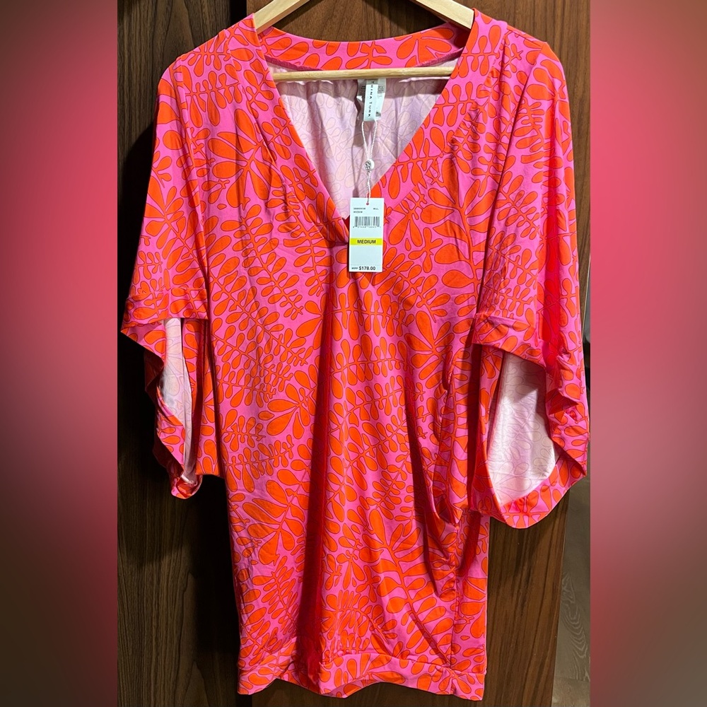 NWT Trina Turk WOMEN'S TRELLIS V-NECK TUNIC SWIM COVER-UP DRESS Size Medium - Picture 5 of 8